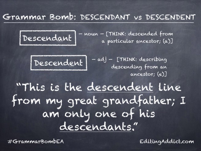 Grammar Bomb11-13.001_Descendant vs Descendent